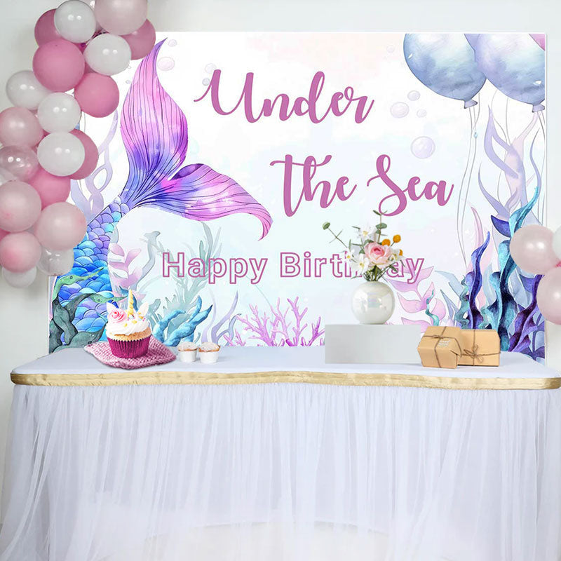 Aperturee - Under The Sea Mermaid Girls Backdrop for Birthday