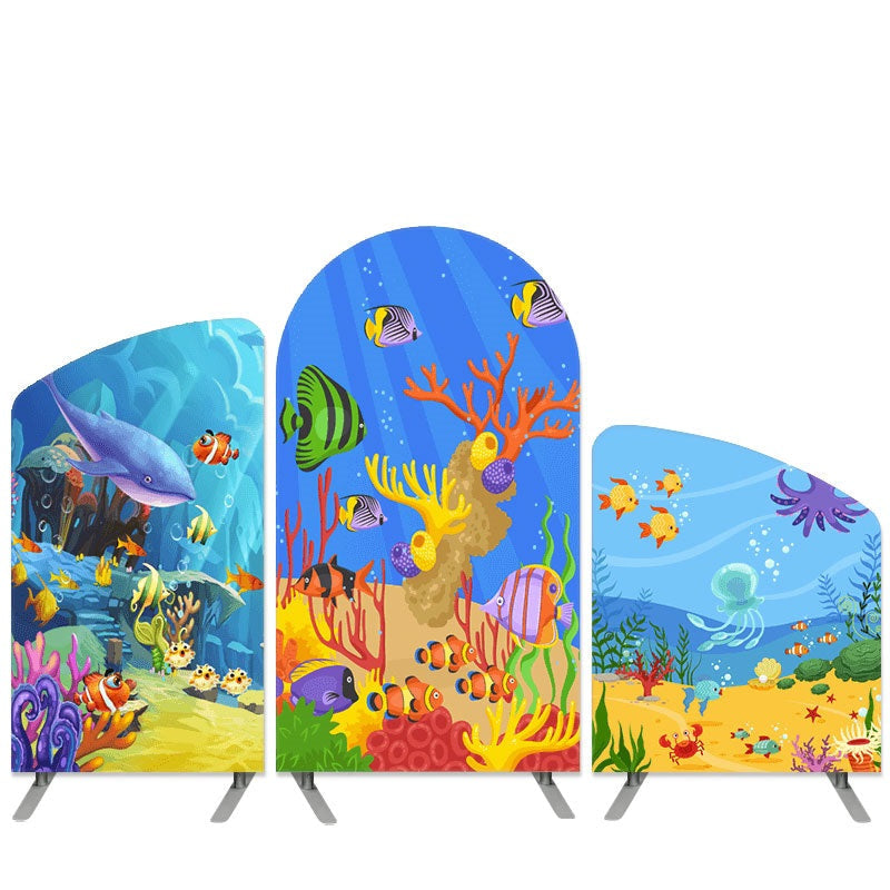 Aperturee Under The Sea Theme Cartoon Arch Backdrop Kit