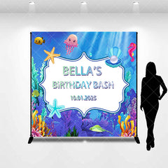 Aperturee - Undersea Animals Custom Name Birthday Bash Backdrop