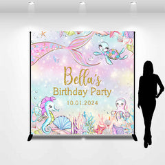 Aperturee - Undersea Animals Mermaid Custom Birthday Backdrop