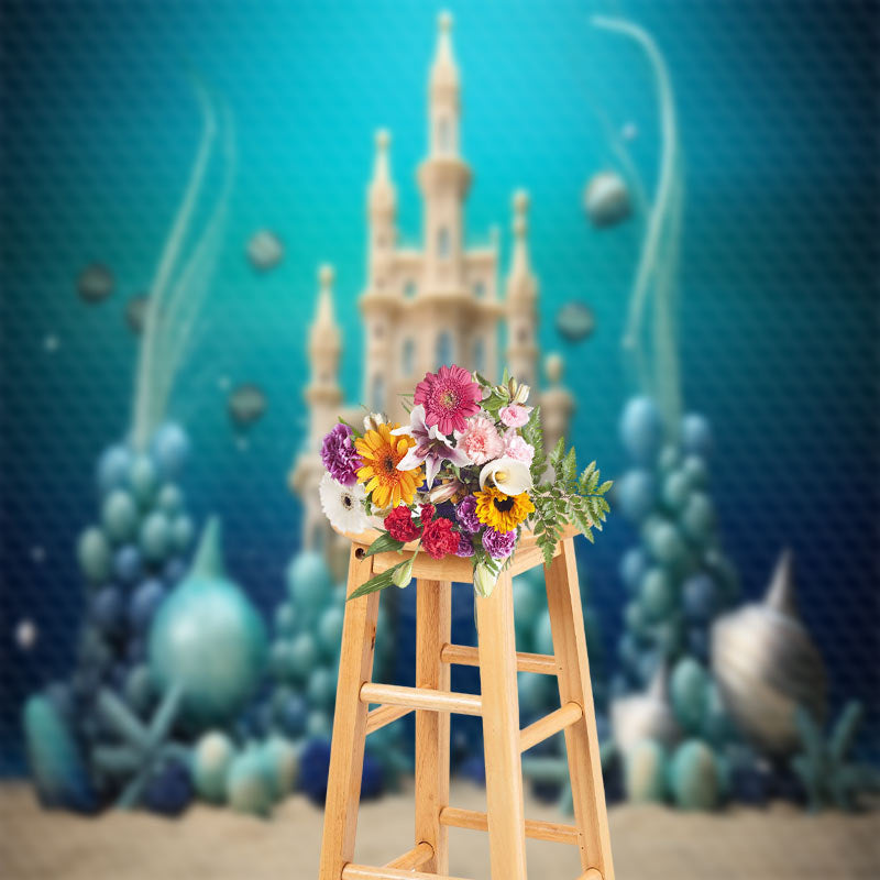 Aperturee - Undersea Castle Balloon Birthday Cake Smash Backdrop