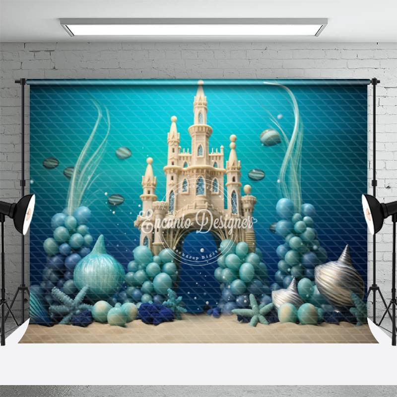 Aperturee - Undersea Castle Balloon Birthday Cake Smash Backdrop