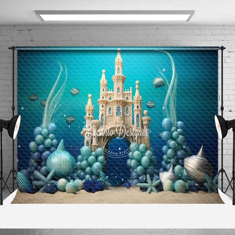 Aperturee - Undersea Castle Balloon Birthday Cake Smash Backdrop