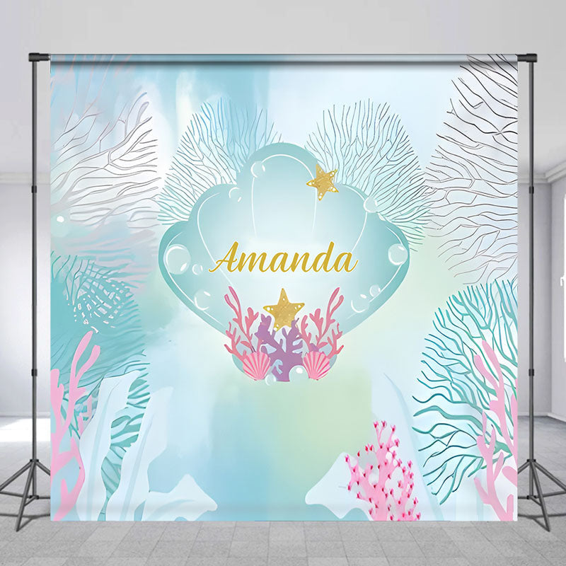 Aperturee - Undersea Coral Scallop Custom Birthday Backdrop