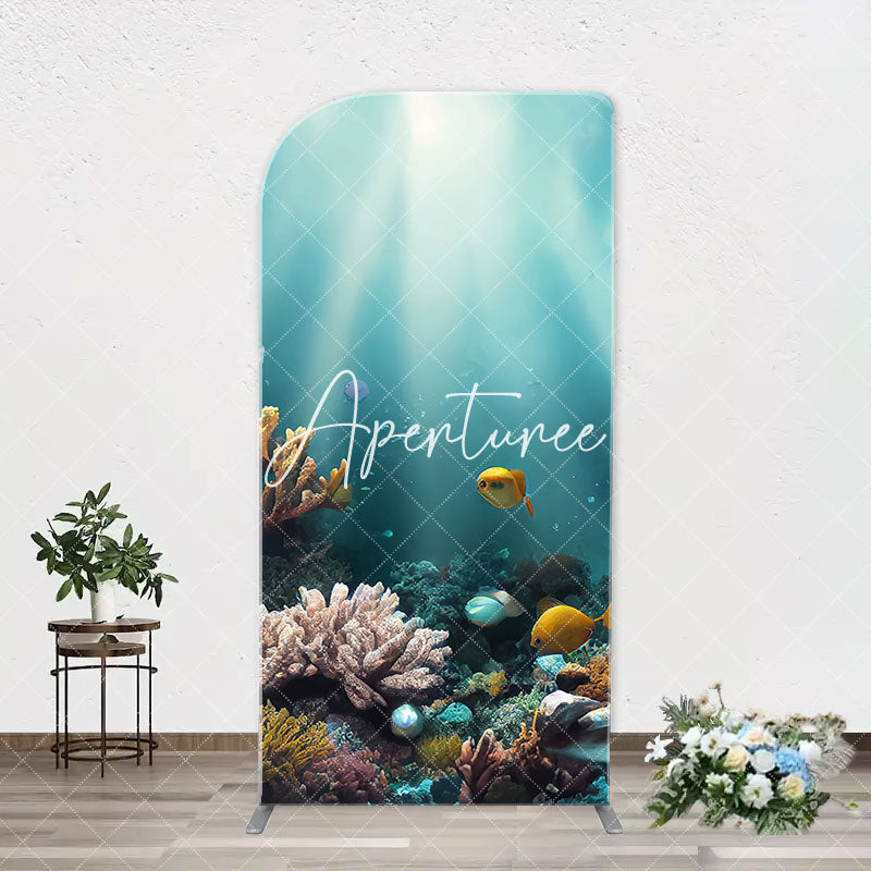 Aperturee - Undersea Coral Sunshine Fishes Arch Birthday Backdrop