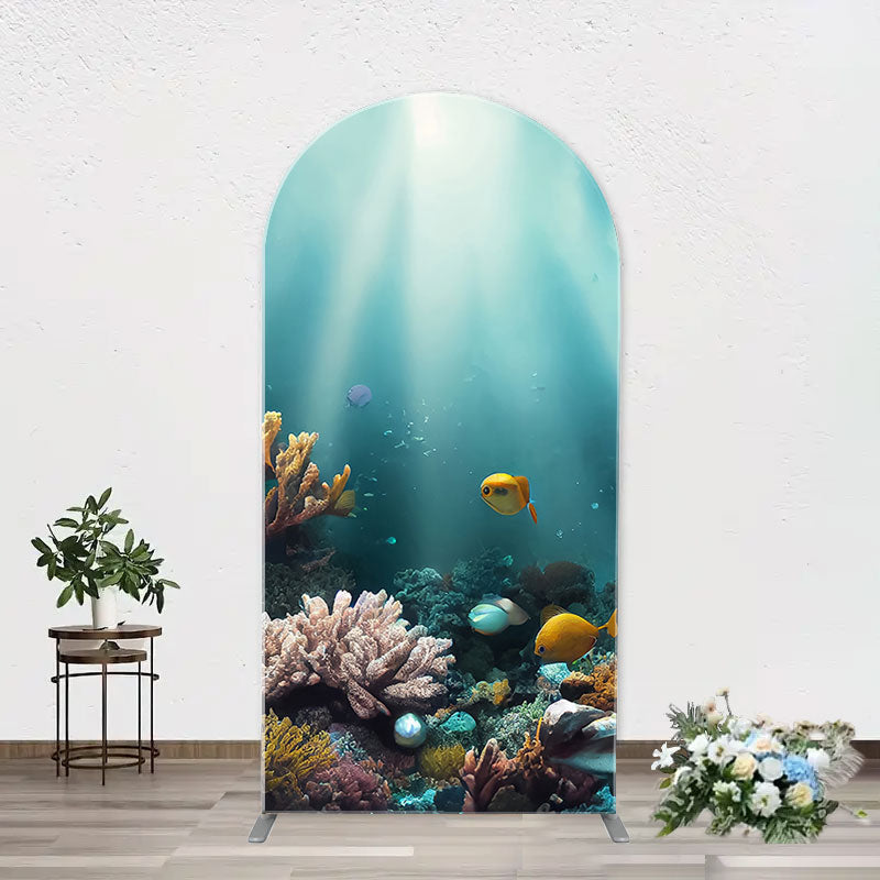 Aperturee - Undersea Coral Sunshine Fishes Arch Birthday Backdrop