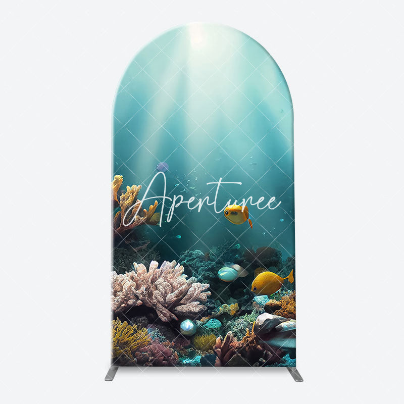 Aperturee - Undersea Coral Sunshine Fishes Arch Birthday Backdrop