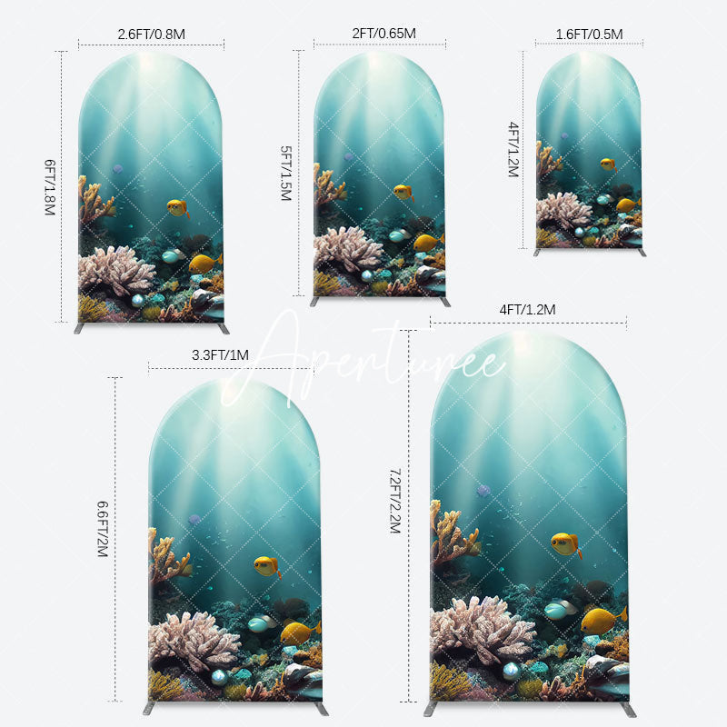 Aperturee - Undersea Coral Sunshine Fishes Arch Birthday Backdrop