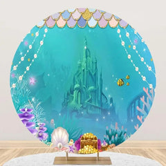 Aperturee - Undersea Coral Treasure Castle Pearl Circle Backdrop