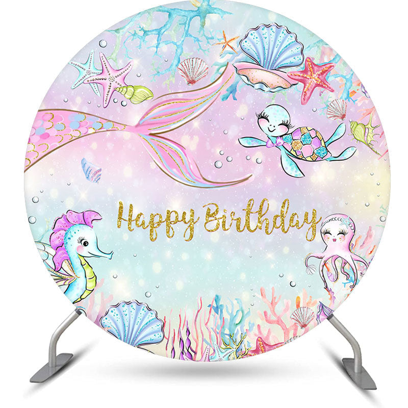 Aperturee - Undersea Mermaid Coral Birthday Backdrop For Girls