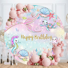 Aperturee - Undersea Mermaid Coral Birthday Backdrop For Girls