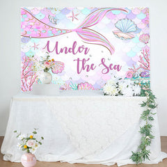 Aperturee - Undersea Mermaid Shell Baby Shower Backdrop For Girl