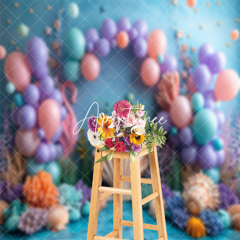 Aperturee - Undersea Mermaid Theme Shell Cake Smash Backdrop