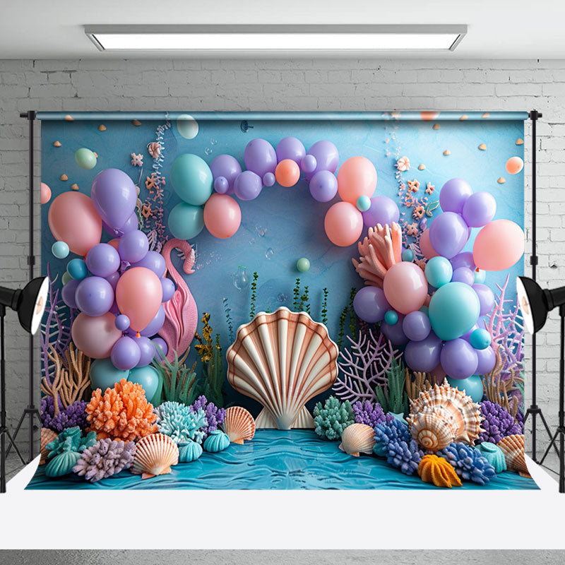 Aperturee - Undersea Mermaid Theme Shell Cake Smash Backdrop