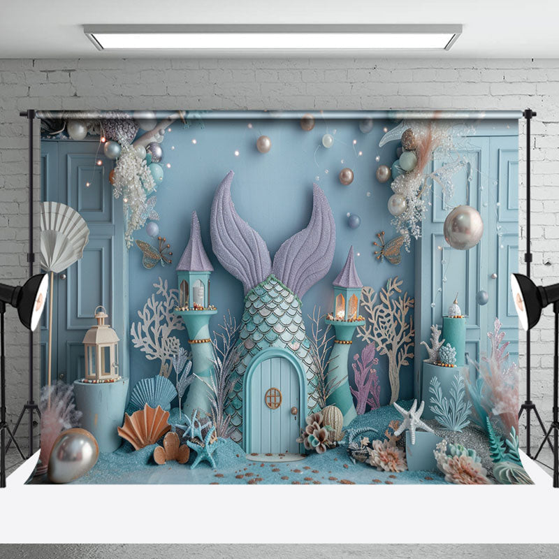 Aperturee - Undersea Pearl Starfish Mermaid Cake Smash Backdrop