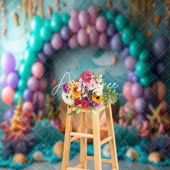 Aperturee - Undersea Plants Arch Balloons Cake Smash Backdrop