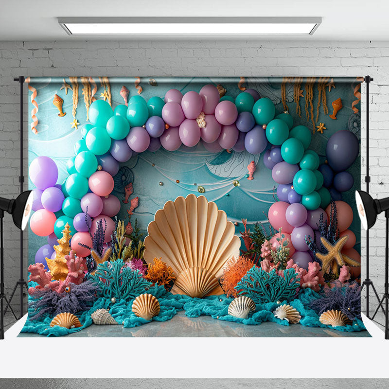 Aperturee - Undersea Plants Arch Balloons Cake Smash Backdrop