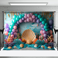 Aperturee - Undersea Plants Arch Balloons Cake Smash Backdrop