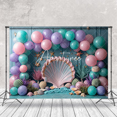 Aperturee - Undersea Shell Starfish Mermaid Cake Smash Backdrop