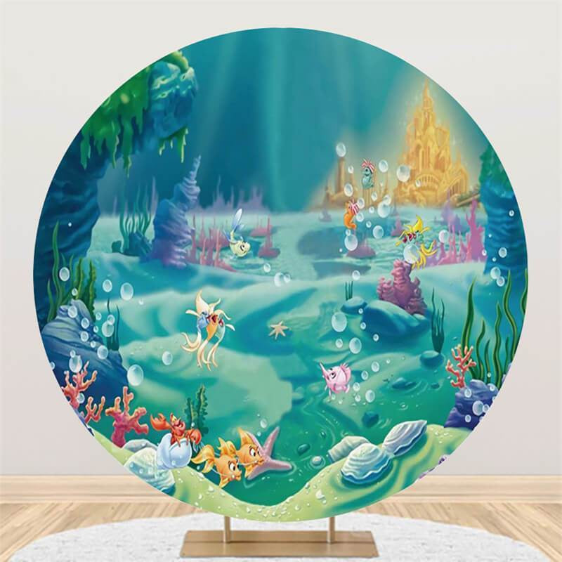 Aperturee Underwater World Custom Circle Baby Shower Backdrop