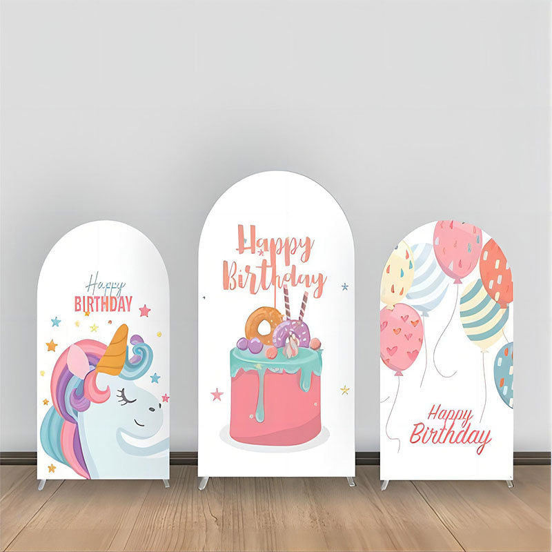 Aperturee - Unicorn Balloon White Birthday Arch Backdrop Kit