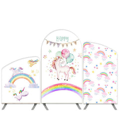 Aperturee Unicorn Theme Balloons And Rainbow Birthday Arch Backdrop Kit