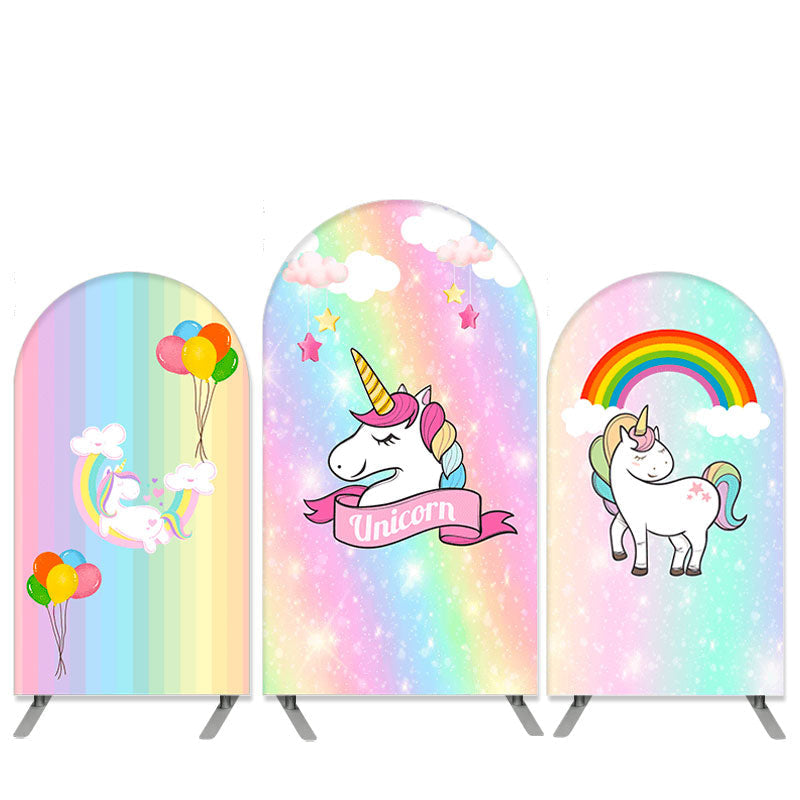 Aperturee Unicorn Theme Balloons Arch Backdrop Kit for Birthday