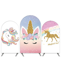 Aperturee Unicorn Theme Glitter Happy Birthday Arch Backdrop Kit