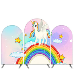 Aperturee Unicorn Theme Glitter Rainbow Birthday Arch Backdrop Kit