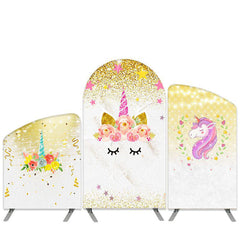 Aperturee Unicorn Theme Gold Glitter Arch Backdrop Kit For Birthday