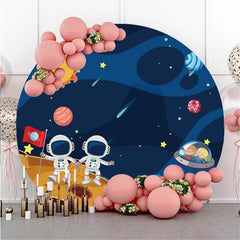 Aperturee Universe And Astronaut Round Happy Birthday Backdrop