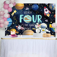 Aperturee - Universe Astronaut Planet Stars 4th Birthday Backdrop