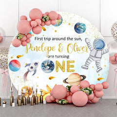 Aperturee Universe Planet Round Happpy 1st Birthday Backdrop