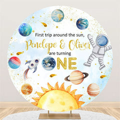 Aperturee Universe Planet Round Happpy 1st Birthday Backdrop