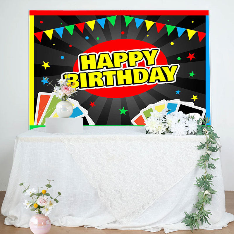 Aperturee - Uno Card Games Starts Blackboard Birthday Backdrop