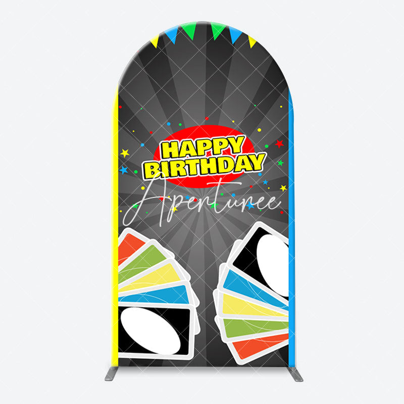 Aperturee - Uno Wild Game Card Stars Arch Happy Birthday Backdrop