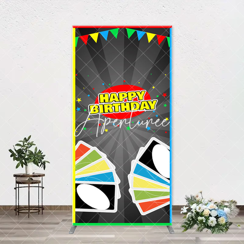 Aperturee - Uno Wild Game Card Stars Arch Happy Birthday Backdrop