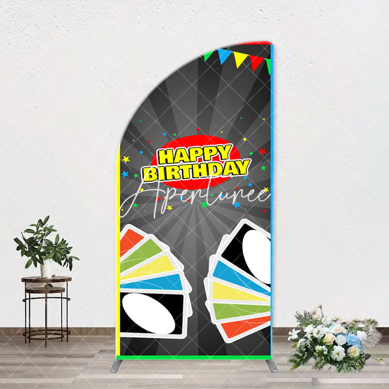 Aperturee - Uno Wild Game Card Stars Arch Happy Birthday Backdrop