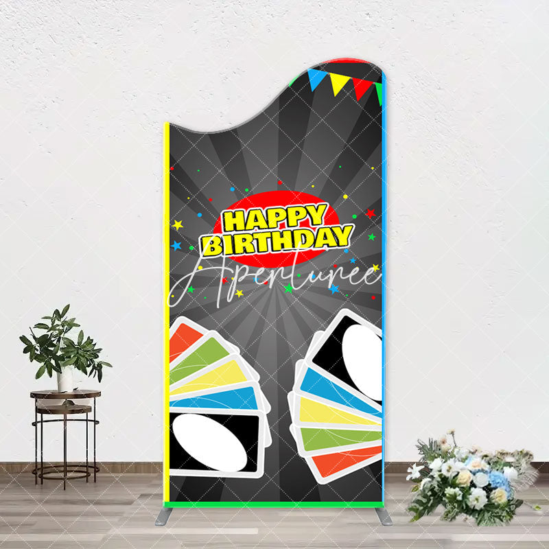 Aperturee - Uno Wild Game Card Stars Arch Happy Birthday Backdrop