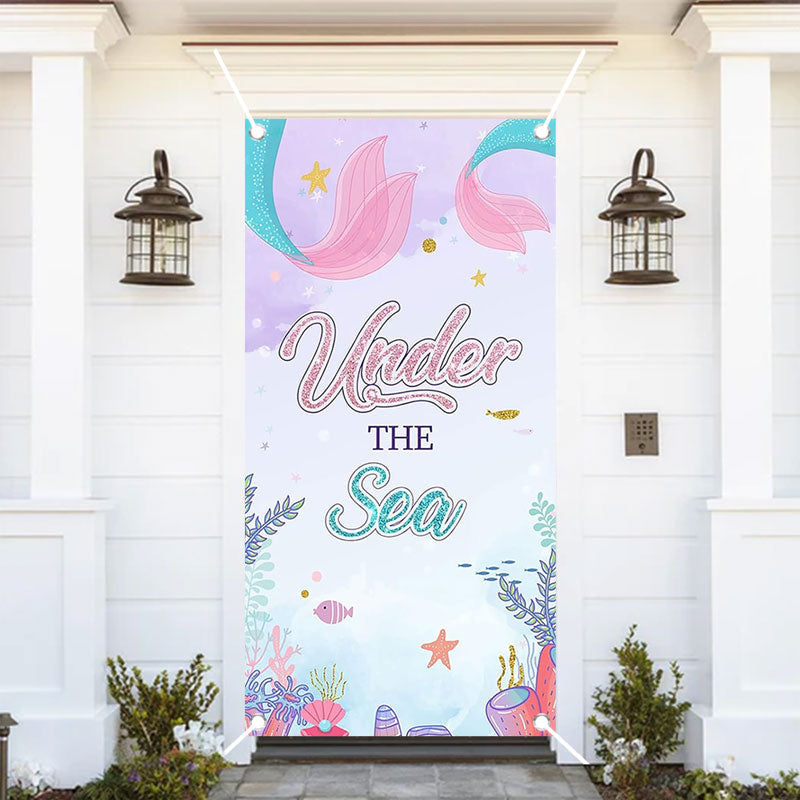 Aperturee - Unter The Sea Plant Mermaid Baby Shower Door Cover