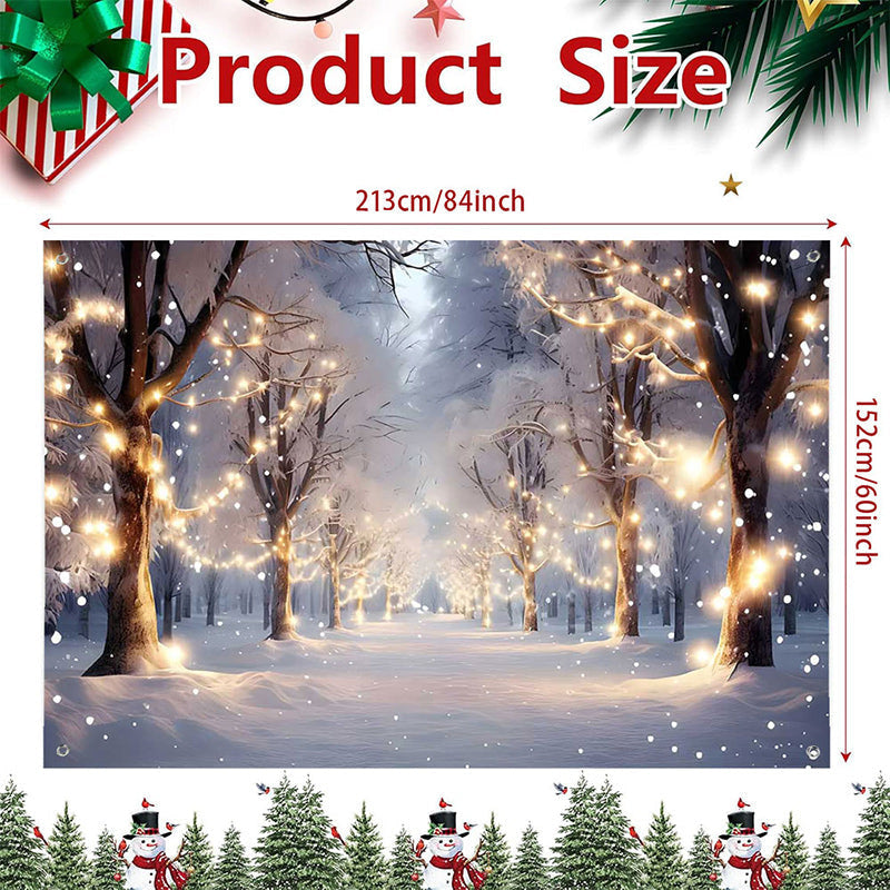 Aperturee - (7 Day Delivery) Aperturee Light Twinkling Snowy Winter Forest Tree Backdrop