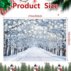 Aperturee - (7 Day Delivery) Aperturee Lighted Winter Snowy Forest Path Scenery Backdrop