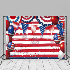 Aperturee - USA Balloon Red White Stripes Independence Day Backdrop