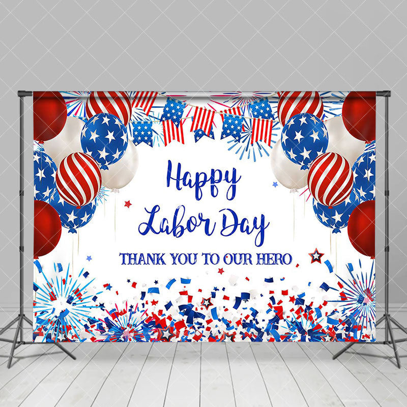 Aperturee - Usa Flag Balloons Sparkle Happy Labor Day Backdrop