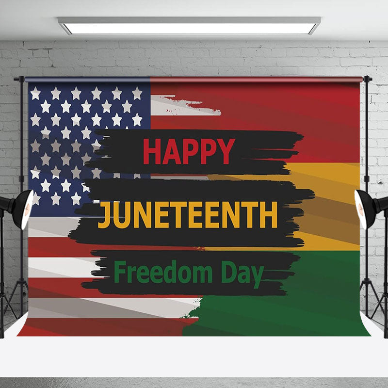 Aperturee - Usa Flag Freedom Day Happy Juneteenth Party Backdrop