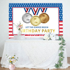 Aperturee - Usa Flag Gold Medals Olympic Birthday Party Backdrop