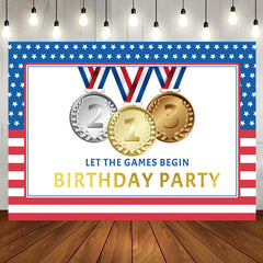 Aperturee - Usa Flag Gold Medals Olympic Birthday Party Backdrop