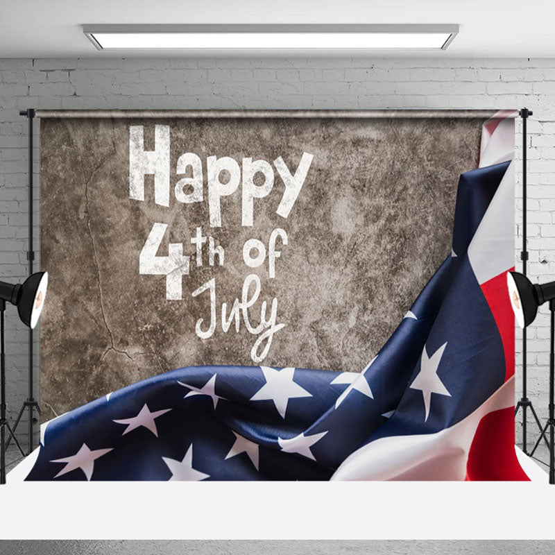 Aperturee - Usa Flag Grey Retro Wall Independence Day Backdrop