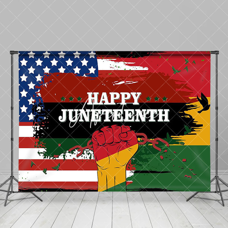 Aperturee - Usa Flag Happy Juneteenth Day Backdrop Decorations