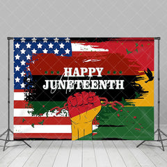 Aperturee - Usa Flag Happy Juneteenth Day Backdrop Decorations